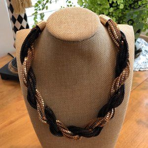 NWT - Dark brown and goldtone twisted necklace